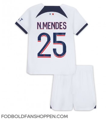 Paris Saint-Germain Nuno Mendes #25 Udebanetrøje Børn 2023-24 Kortærmet (+ Korte bukser)